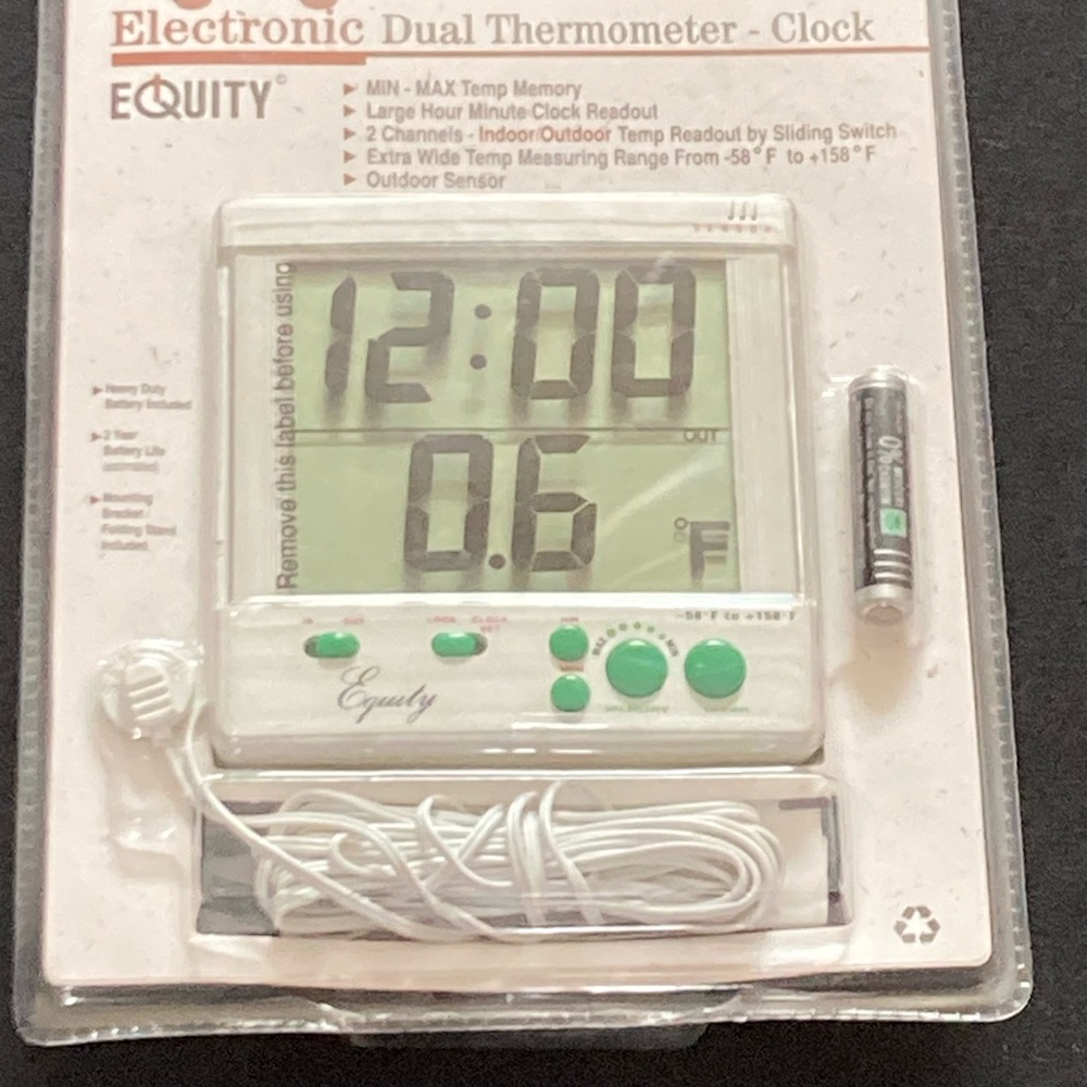 Vintage Equity Electronic Dual Thermometer Clock